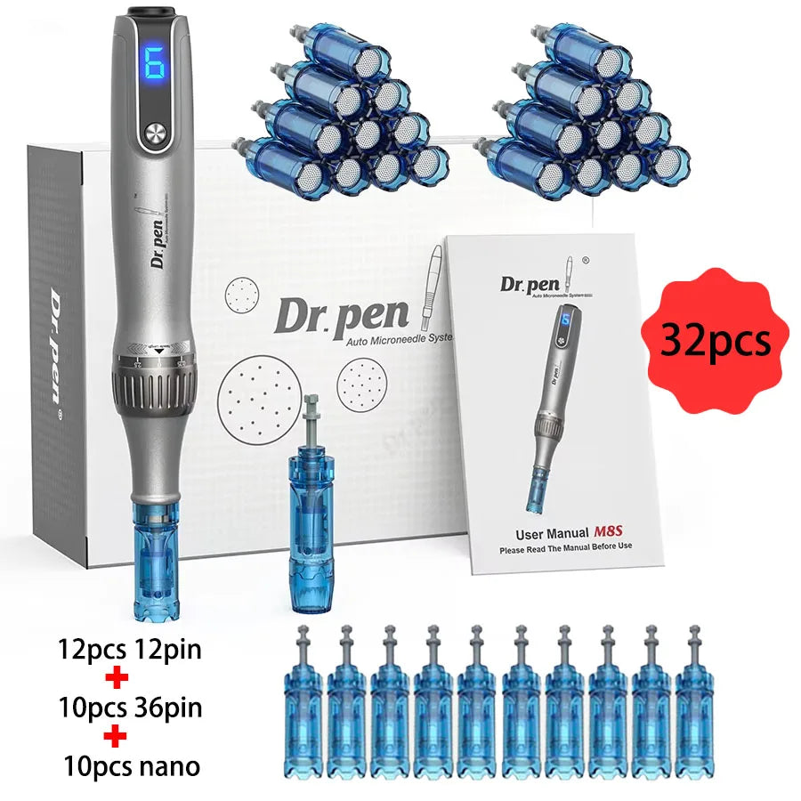 Dr Pen Ultima M8S-W With Needles gifts Wireless Professional MTS Derma Pen For BB Glow Beauty Salon Machine needle length 0.25mm