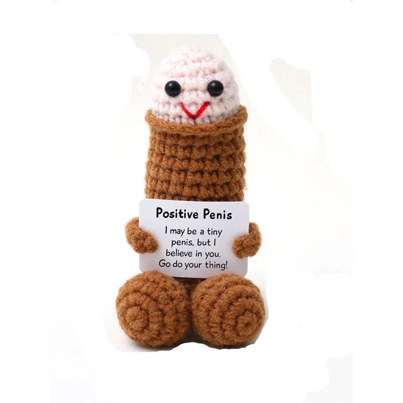 Wacky Fun Crochet,positive energy penis with card,couple fun gifts,desktop decoration,home room decoration, hand woven doll