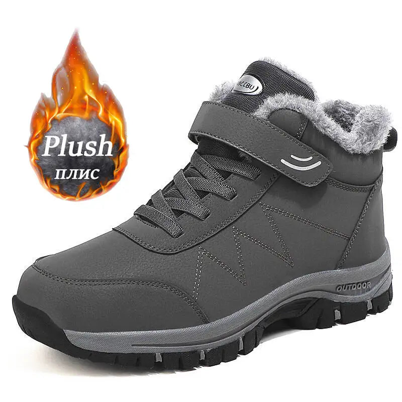 Winter Men Boots Microfiber Leather Snow Boots Man Plush Warm Causal Shoe Waterproof Men Boots Male Sneakers Spring Ankle Boots