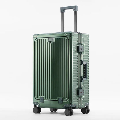 KLQDZMS Suitcase Front Opening Boarding Box Full Aluminum Magnesium Alloy Trolley Case 20 "24 Inches Multi-function Luggage