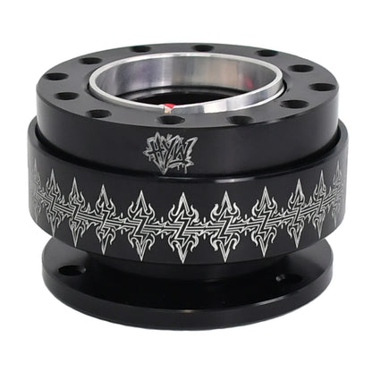 HYW Steering Wheel Quick Release Black Metal Laser Print Patterns Universal Drift Car Racing JDM Car Modification Parts