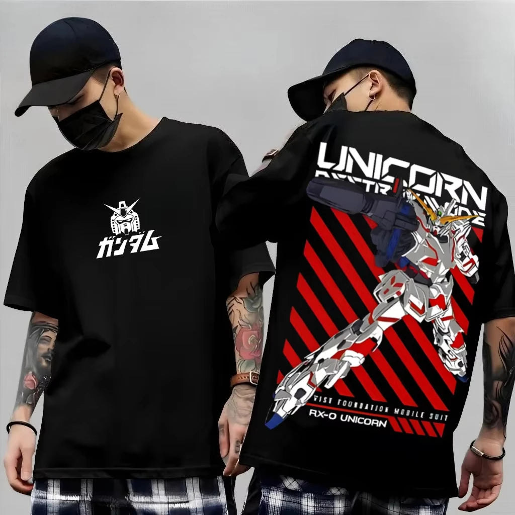 2026 New Japanese Anime Mech Series "Mobile Suit Gundam Summer Short sleeved Printed T-shirt for Men and Women"