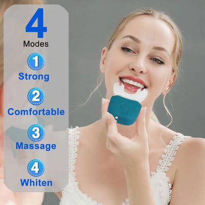 Electric U-Shaped Toothbrush for Adults - Soft-Bristles Teeth Whitening Kit, Oral Care with Auto-Timing & 360° Gum Protection