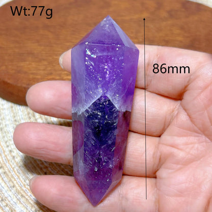 Natural Crystal Two Color Amethyst Double Point Tower Healing Rainbow High Quality Gemstones Energy Home Decorations Gift