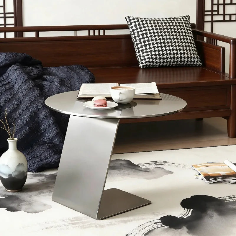 Luxury Industrial Round Side Table Stainless Steel Coffee Tables Creative Tea Table Commercial Milk Tea Shop Cafe Dining Tables