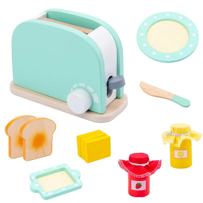 Simulation Wooden Coffee Machine Toaster Machine Food Mixer Wooden Kitchen Pretend Play Toy Baby Early Learning Educational Toys
