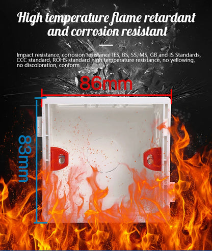 Switch Socket Box Atlectric Mounting Cassette Junction Hidden Concealed Internal Mounting Wall Box Cassette Type 86mm White
