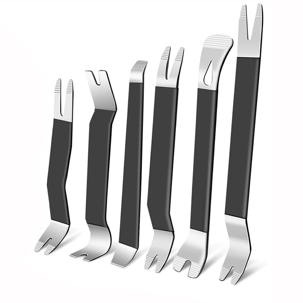 Auto Trim Removal Tool Kit 6PCS Metal Pry Tool Fastener Remover Pry Bar Set for Vehicle Door Audio Radio Dashboard Repair Kit