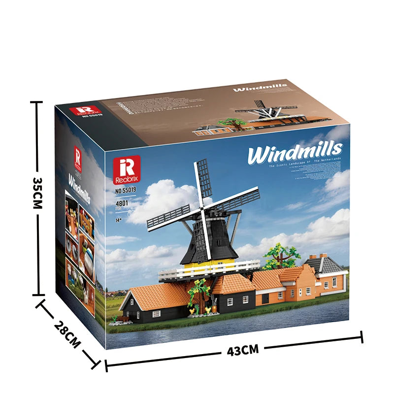 4801PCS Kids Building Blocks Windmills Toy MOC Dutch Windmill House View Model Toys for Children Gift Sets