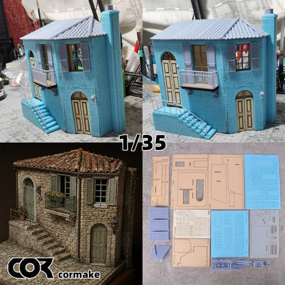 1/35 Scale Model Kit Self‑Assembly Miniature Architectural Building European Tuscan Country House Architecture Diorama Scenery