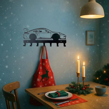 Black Racing Car Metal Wall Art Key Holder, Waterproof Rustproof Heavy Duty for Home Garage Decor Gift