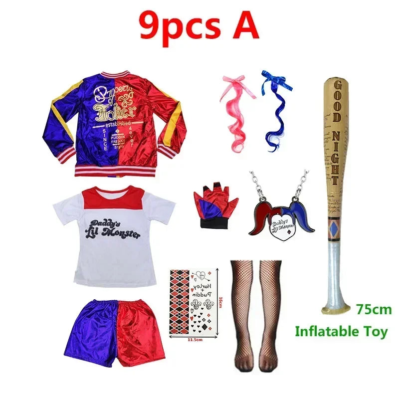 2026 N Top Quality Girls  Suicide Harley Cosplay Costumes  Monster Stitched Jacket Pants Sets Halloween Costume