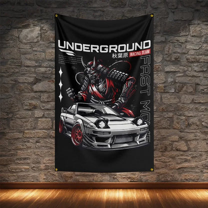 JDM Racing Modified Car Culture Flag Polyester Digital Printing Cars Banner For Decoration