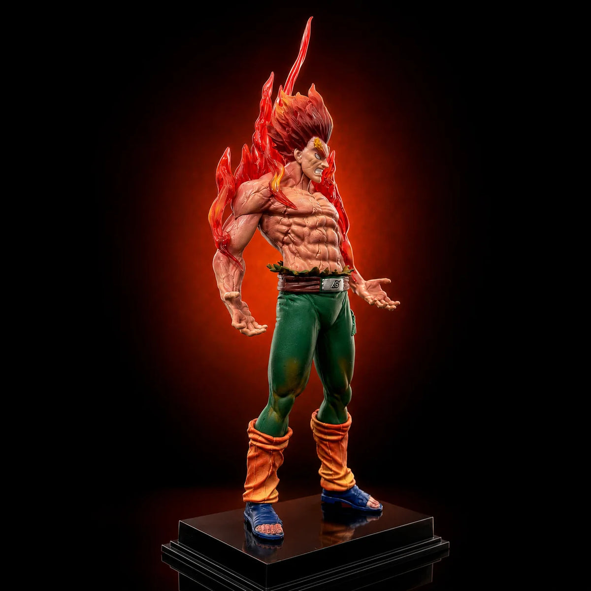 27cm Naruto Shippuden Might Guy Eight Gates Released Night Kai Figurine Red Flame Effect High Detail PVC Action Figure Home Orna