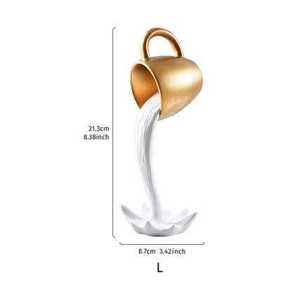 1PC, a three-dimensional suspended anti-gravity tipping coffee cup decorative item made of resin.