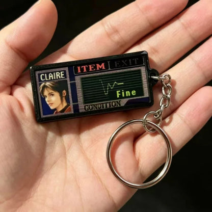 Resident Evil 2 Keychain: PS1 Game, Claire FINE Health Status Bar Gamer Gift, Nostalgic Keychain