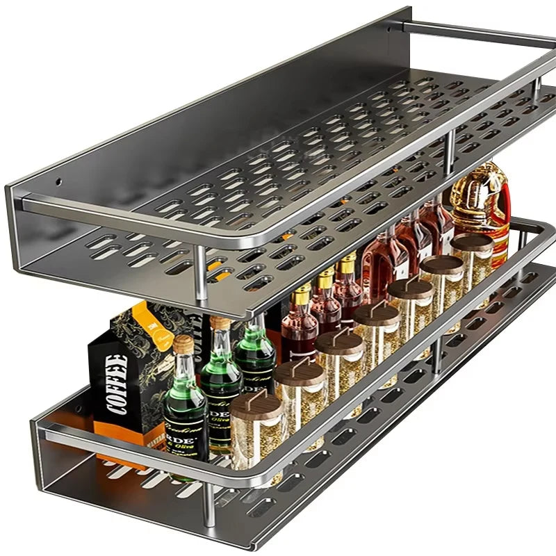 Kitchen Multifunctional Seasoning Storage Rack Wall Mounted Household Bathroom Wall Storage Rack