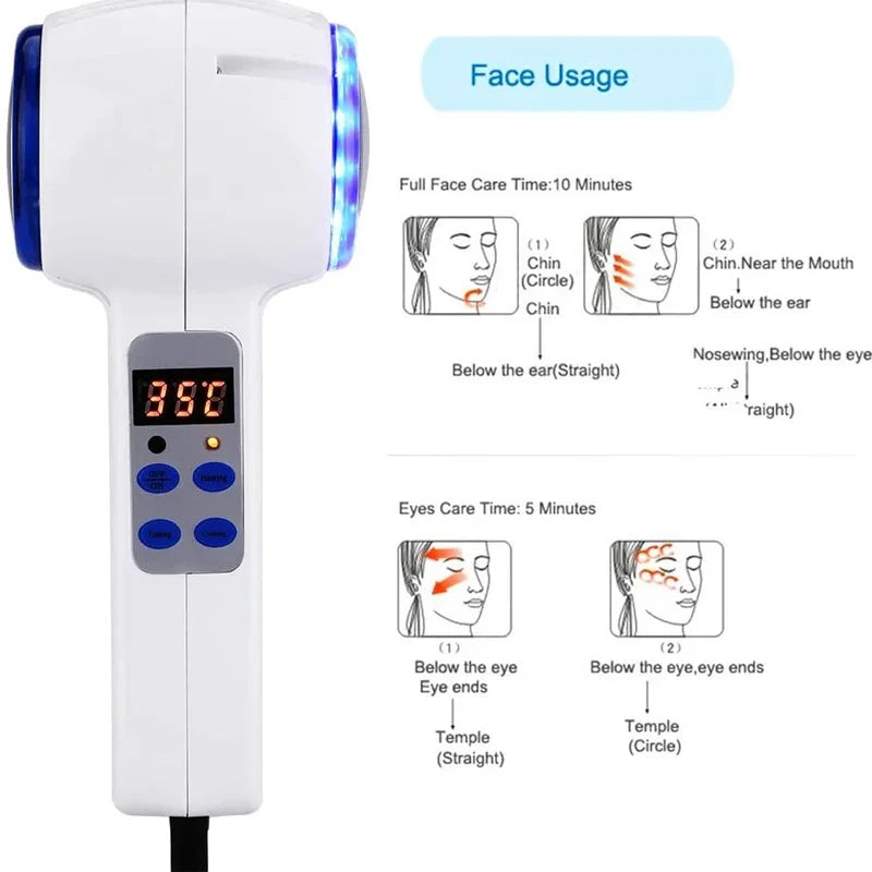 Hot and Cold Hammer Face Massager with Blue Light Therapy Skin Tightening Lifting Anti-Wrinkle Beauty Device