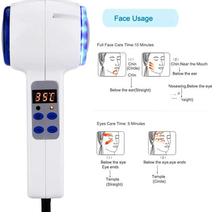Hot and Cold Hammer Face Massager with Blue Light Therapy Skin Tightening Lifting Anti-Wrinkle Beauty Device