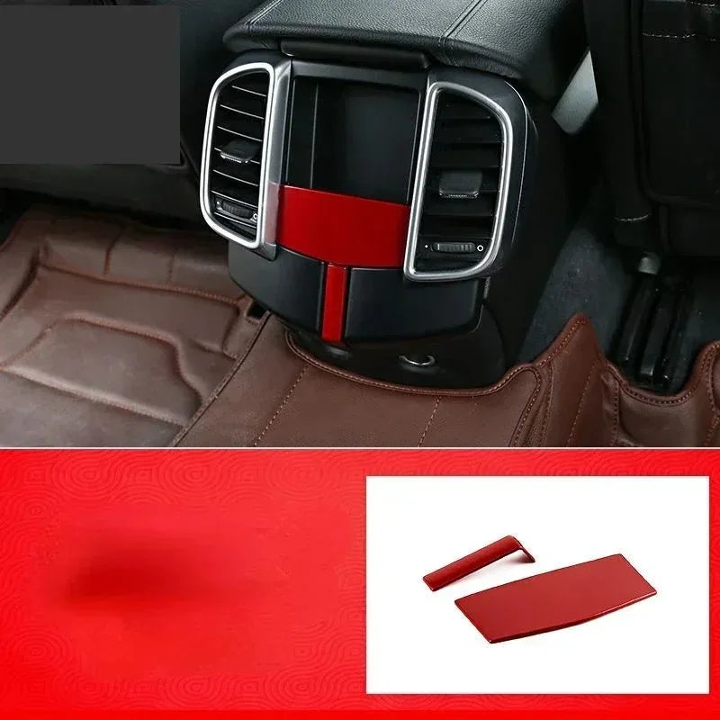 For Porsche Macan Cayenne 2011-2022 ABS Red Car Rear Air-conditioning Outlet Frame Cover Trim Interior Car Accessories