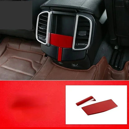For Porsche Macan Cayenne 2011-2022 ABS Red Car Rear Air-conditioning Outlet Frame Cover Trim Interior Car Accessories