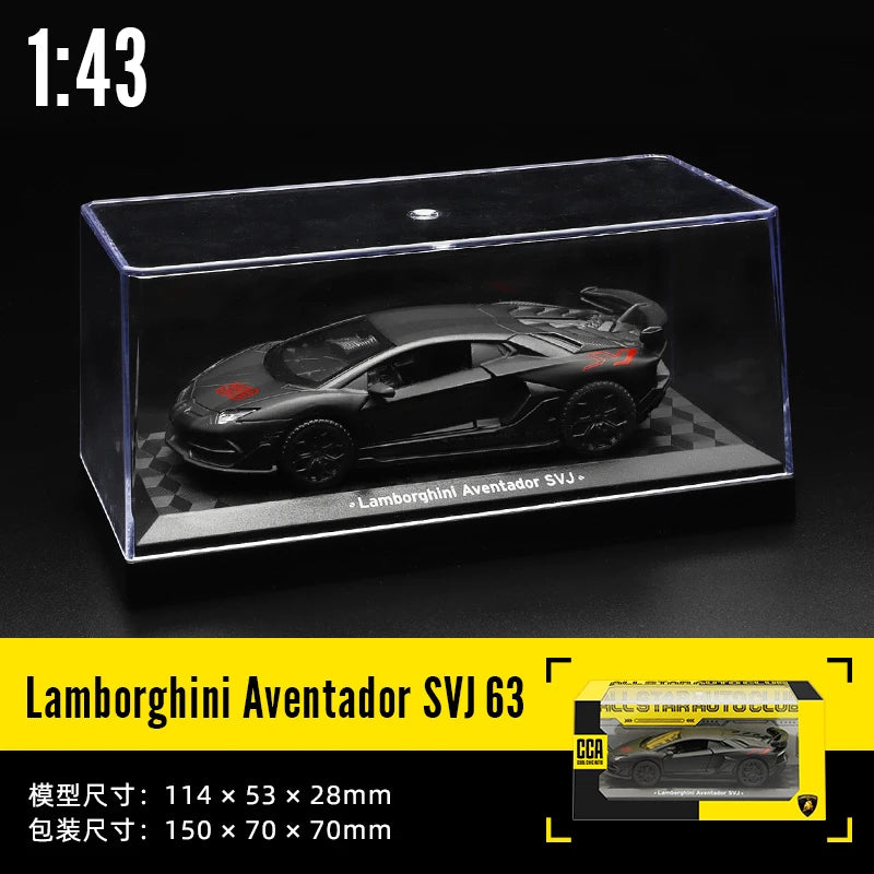CCA MSZ 1:36~1:47 Lamborghini Aventador SVJ 63 Maserati Land Rover Guard BMW Benz Car Model With Helmet Acrylic Box Alloy Car