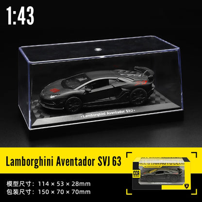 CCA MSZ 1:36~1:47 Lamborghini Aventador SVJ 63 Maserati Land Rover Guard BMW Benz Car Model With Helmet Acrylic Box Alloy Car