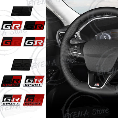 1pcs Car Metal Alloy GR SPORT Logo Steering Wheel Sticker Emblem For Toyota Yaris RAV4 Hilux Camry Prius Land Cruiser Corolla