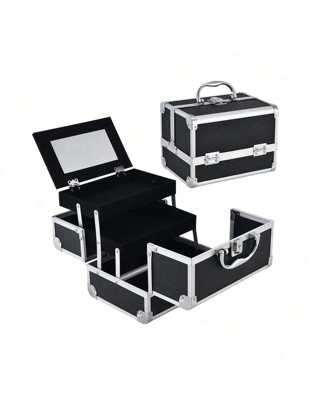 Portable Makeup Case with Lock & Mirror | Professional Cosmetic Organizer for Travel, Nail Tech & Aestheticians | Secure Storage