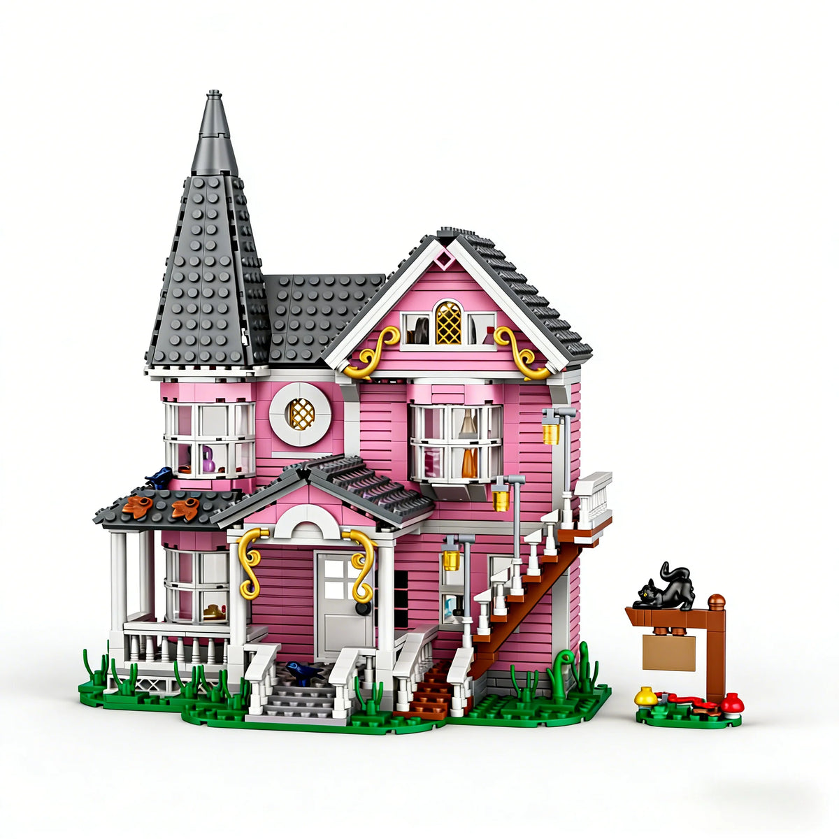 Coraline‘s Iconic Pink Palace Building Blocks Set,Fantasy Haunted House Model for Display,Unique Collector’s Gift for Movie Fans