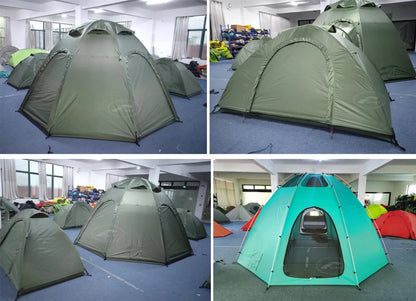 Large Family Modula Tent with One Hall and Four Separate 1-2 Person Tents for 4-8 Team Connection Tent for Outdoor Activity