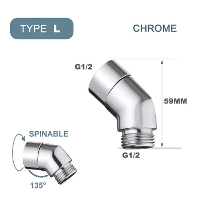 G1/2 Elbow Adapter Shower Head Female and Male Thread Rainfall Shower Handheld Shower Connector Angle 90° 135° Accessory