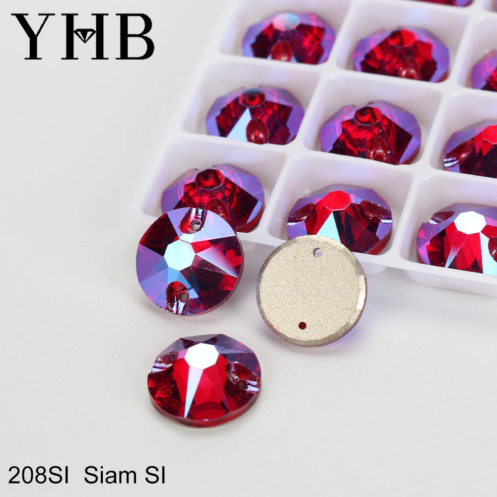 YHB Top Quality XIRIUS Glass Crystal AB Moonlight Sewing Stones Flatback Sew on Rhinestones For Garment Clothes Bags