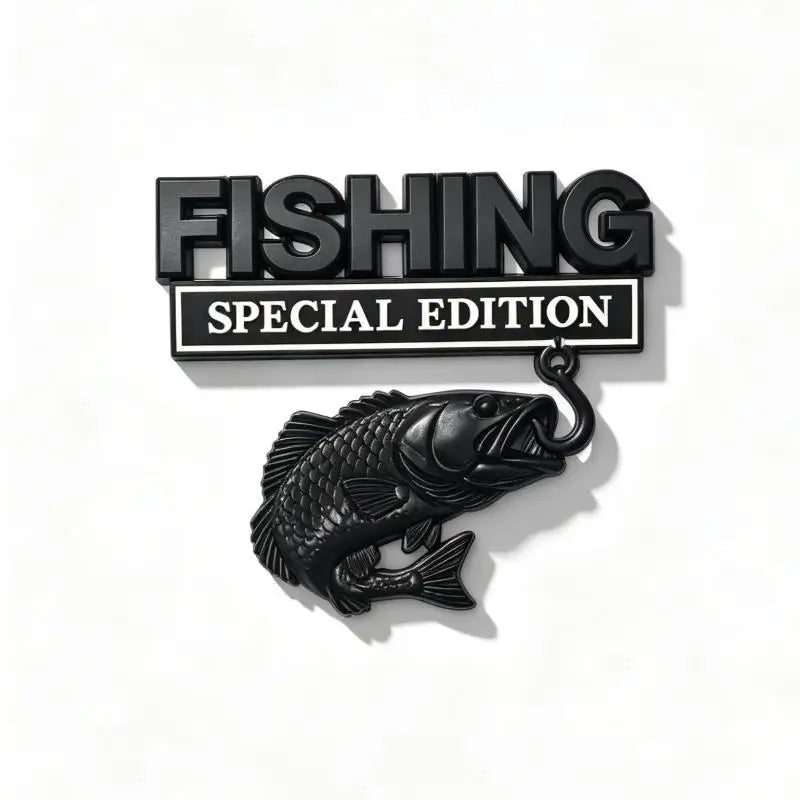 Fishing Car Sticker Metal Fishhook Badge Special Edition Waterproof Decal for Auto Truck SUV Fishing Enthusiasts