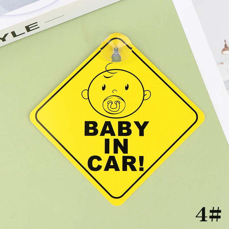 1pc Baby On Board Safety Car Window Suction Cup Yellow Warning Sign Accessor Driving Accessor Car Sticker Автомобильные Наклейки