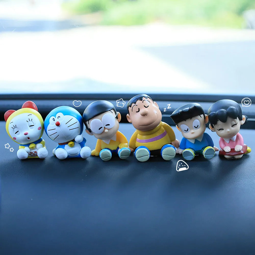 6pcs Doraemon Sleeping Style Shoulder Shoulder Generation Toy Model Display Doll Machine Cat Toy From Japan Collectible Figure