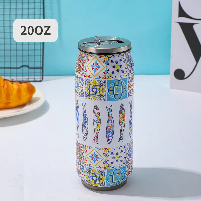 500ML 304 Stainless Steel Beer Cup Car Thermos Cola Can Cafe Beer Bottle Laser Printing Botella De Acero Inoxidable
