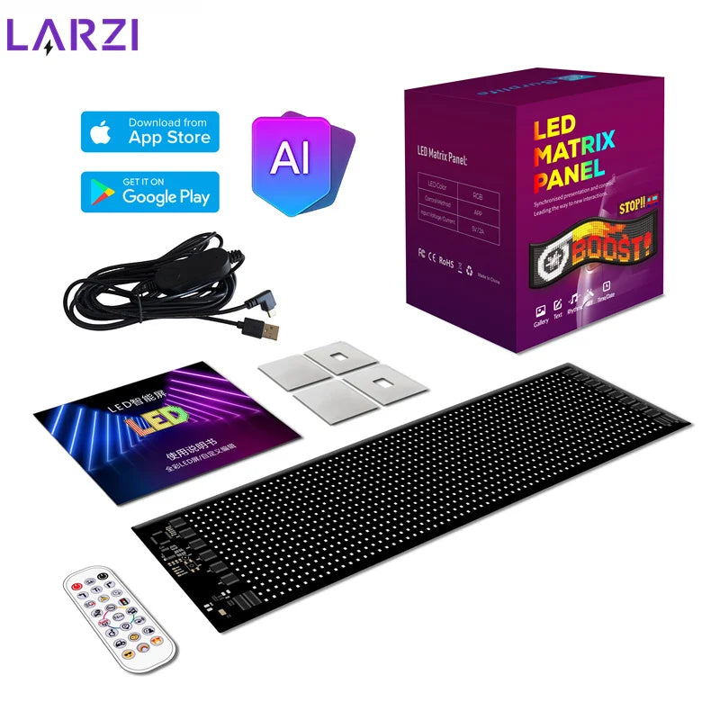 LED Matrix Panel Rolling Advertisement LED Sign with AI APP Remote Programmable Logo Light for Car Shops Offices Restaurants
