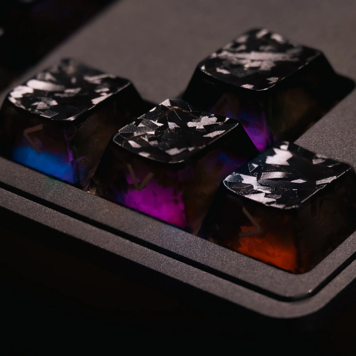 Black Carbon Fiber Texture Keycaps Transparent RGB Side Printed Cherry profile PC keycap set for MX Cherry Mechanical Keyboard