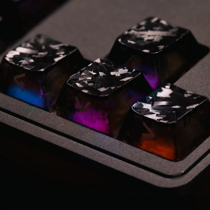 Black Carbon Fiber Texture Keycaps Transparent RGB Side Printed Cherry profile PC keycap set for MX Cherry Mechanical Keyboard