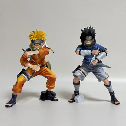 New 18.5cm Naruto Anime Figure Uchiha Sasuke Figurine Collectible Kagebunsin No Jyutu Pvc Statue Model For Boy Room Ornament Toy