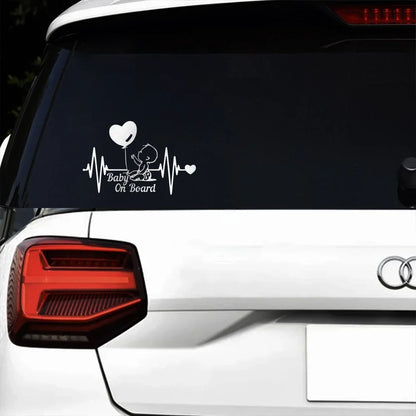 Heartbeat Balloon Baby on Board Car Sticker 3D Cartoon Baby In Car Auto Window Reflective Decor Decoration Exterior Accessories