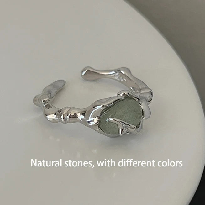 PANJBJ 925 Sterling Silver Geometry Crystal Ring For Women Ellipse Exaggerated Punk Water Drop Open Jewelry Gift Dropshipping
