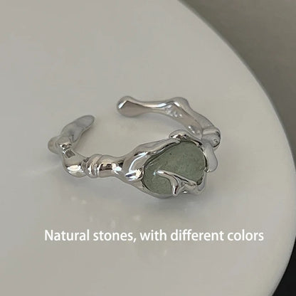 PANJBJ 925 Sterling Silver Geometry Crystal Ring For Women Ellipse Exaggerated Punk Water Drop Open Jewelry Gift Dropshipping