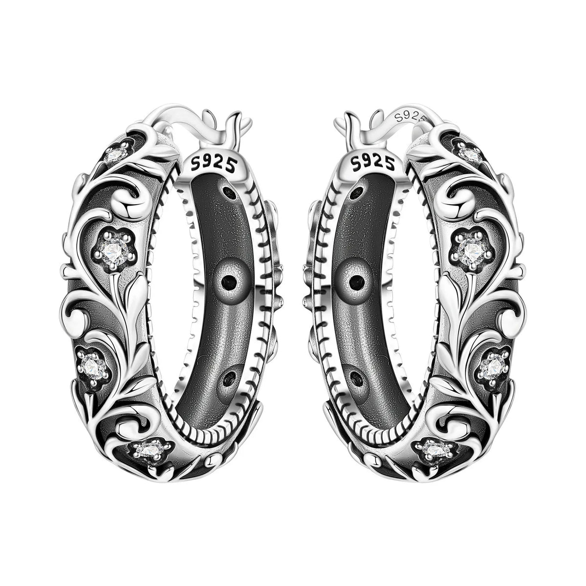 PANPOKI Original 925 Sterling Silver Beautiful Tulip Flower Earrings Women Hoop Earring Anniversary Jewelry Trendy Gifts