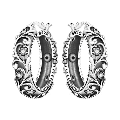 PANPOKI Original 925 Sterling Silver Beautiful Tulip Flower Earrings Women Hoop Earring Anniversary Jewelry Trendy Gifts