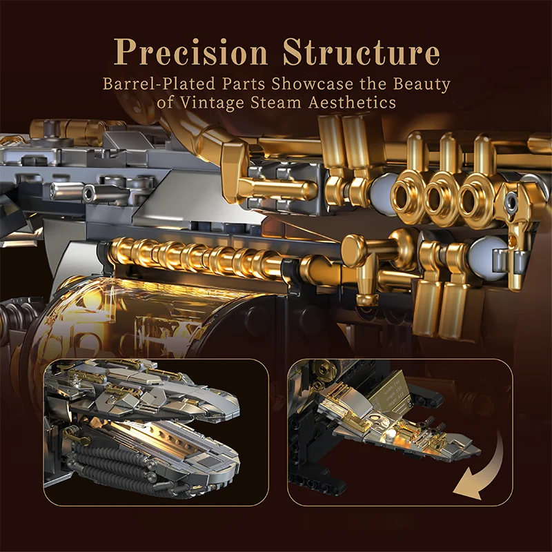 1979pcs Steampunk Whale Airship Technical Building Blocks MOC Sets Assembly Toys Retro Desk Ornament Holiday Gifts Bricks Model