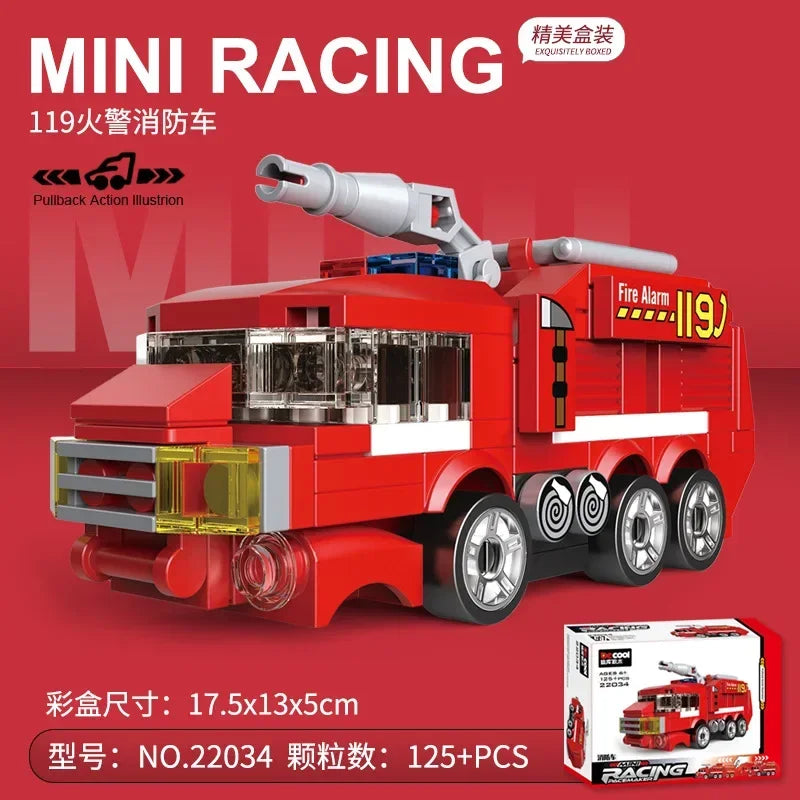 Racing Car Bus Engineering Vehicle Ambulance Pull Back Model Building Blocks Brick Toys Children Boys Compatible With Lego