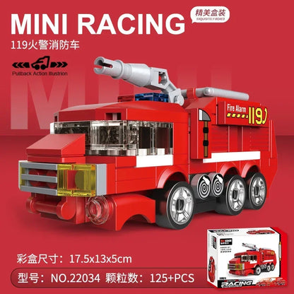 Racing Car Bus Engineering Vehicle Ambulance Pull Back Model Building Blocks Brick Toys Children Boys Compatible With Lego