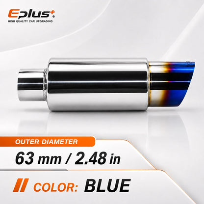 EPLUS Universal Car&Motorcycle Stainless Steel Exhaust Muffler Slant Cut Tip Car Exhaust Resonator 51/57/63mm Inlet